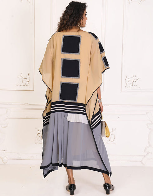 Modest Light Brown Boho Style Handmade Kaftan