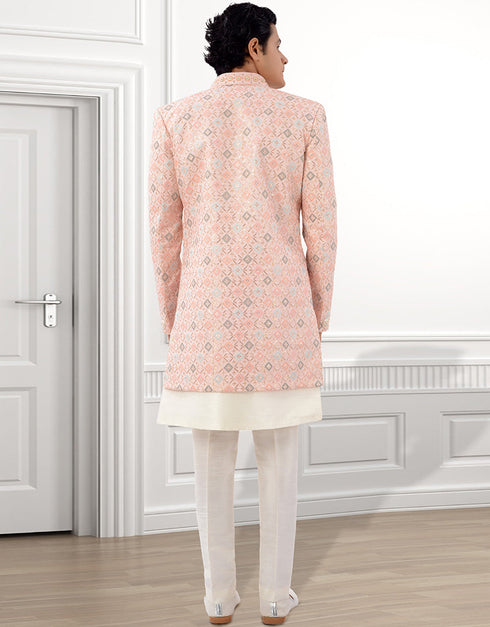 multi color Kurta silk Jacket Closure View