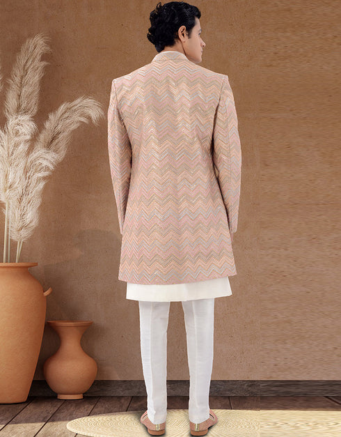 multi color Kurta silk Jacket Closure View
