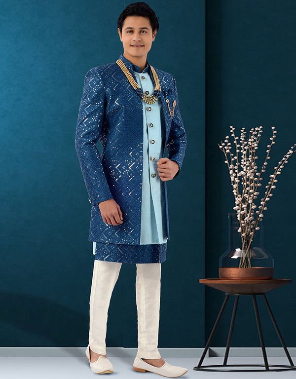 teal Kurta silk Jacket