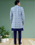 blue Kurta silk Jacket Closure View