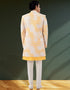 white yellow Kurta silk Jacket Closure View