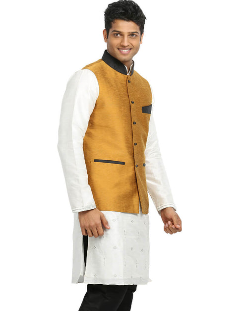 Gold Yellow Jacket Art Silk NA Closure View