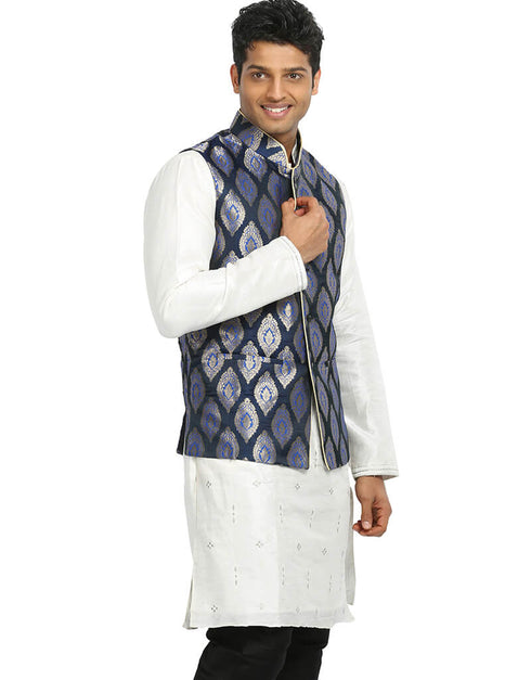 Blue Jacket Zari Brocade NA Closure View