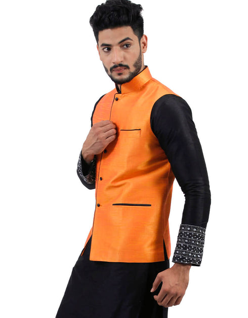 Tangerine Orange Jacket Art Silk NA Closure View