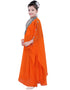Arabic Orange Georgette Hand Zari Embroidery Farasha