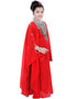Women Ruby Red Georgette Hand Zari Embroidery Farasha