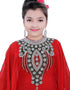 Women Ruby Red Georgette Hand Zari Embroidery Farasha