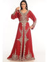 Arabic Maroon Georgette Hand Zari Embroidery Kaftan