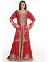 Arabic Maroon Georgette Hand Zari Embroidery Kaftan