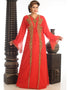 Dubai Red Georgette Hand Zari Embroidery Kaftan