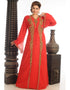 Dubai Red Georgette Hand Zari Embroidery Kaftan