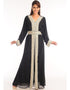 Modest Black Georgette Hand Zari Embroidery Kaftan