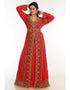 Muslimah Red Georgette Hand Zari Embroidery Kaftan