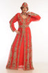 Modest Red Georgette Hand Zari Embroidery Kaftan