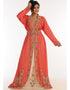 Modern Peach Georgette Hand Zari Embroidery Kaftan
