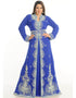 Women Royal Blue Georgette Hand Zari Embroidery Kaftan