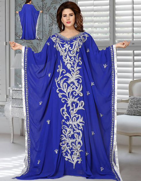 Latest Royal Blue Georgette Farasha Kaftan