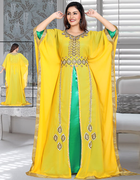 Muslimah Yellow and Green Georgette Farasha