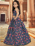 all season designer digital print work silk blue kids lehenga choli silk heavy soft net blue uf-yaana103 Back View