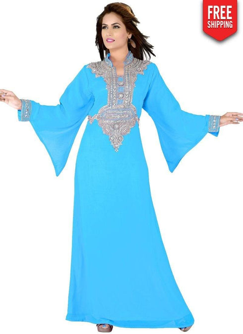 Carmine Fancy Bell Sleeve Slim Fit Kaftan