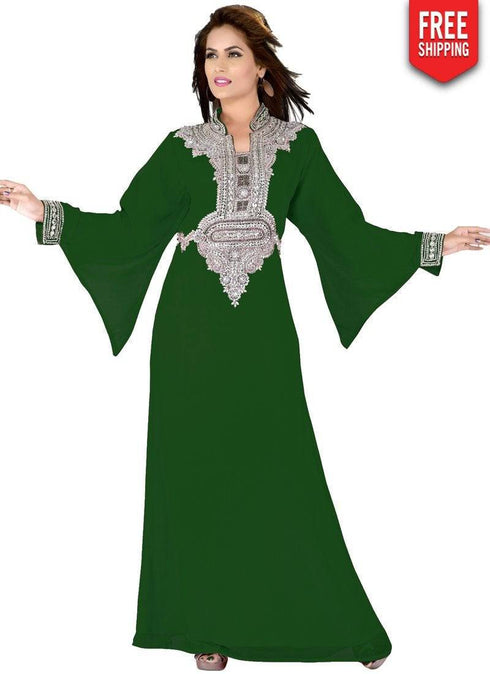 Carmine Fancy Bell Sleeve Slim Fit Kaftan