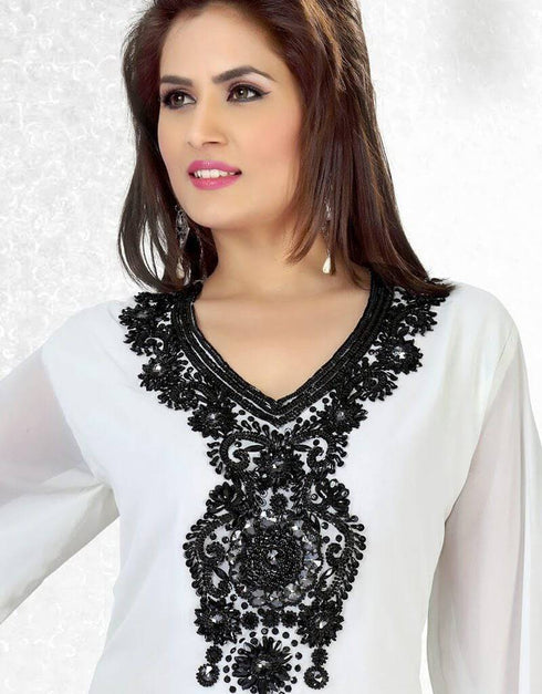 Charmer Georgette Modern Short Kaftan-White