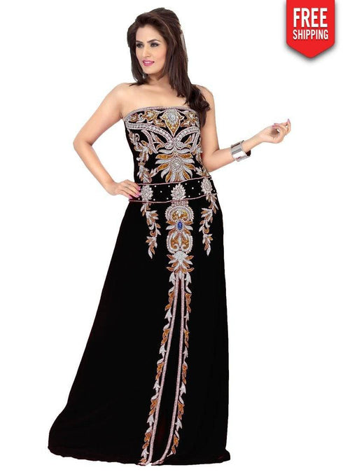 Engaging Faux Georgette Evening Gown