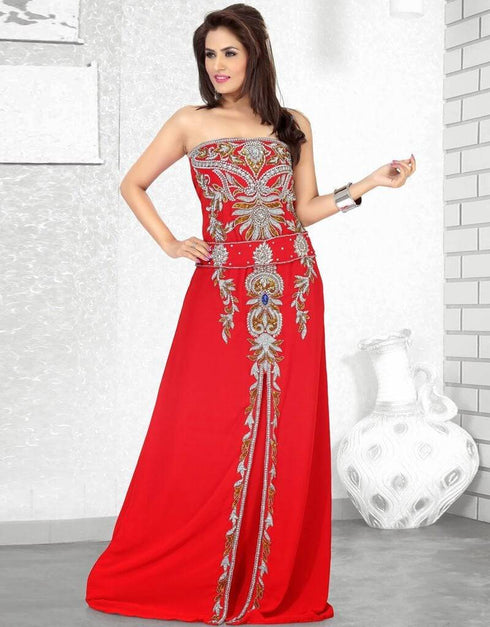 Engaging Faux Georgette Evening Gown