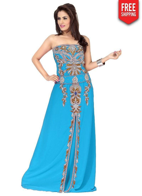 Engaging Faux Georgette Evening Gown