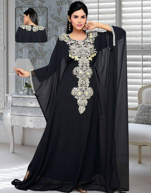 Kaftan With Long Yoke Embroidery
