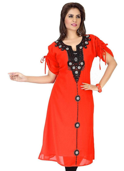 Unique Faux Georgette Short Kaftan