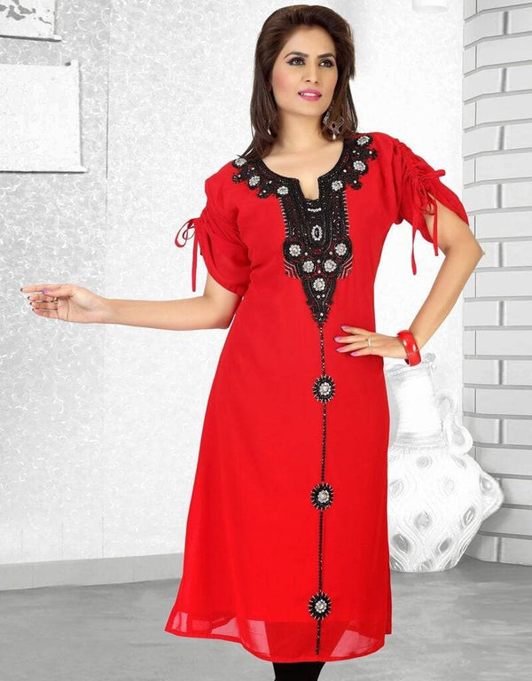 Unique Faux Georgette Short Kaftan