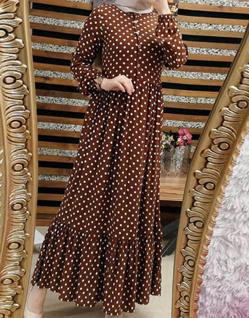 Plus Size Polka Dot Hijabi Abaya