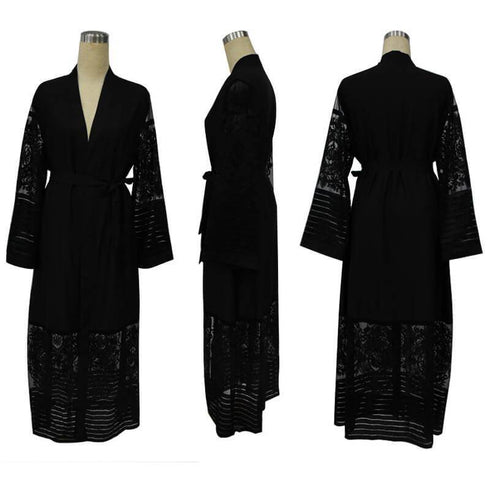 Women Long Chiffon Lace Cardigan Kimonos