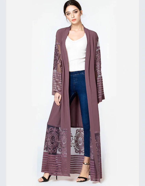 Women Long Chiffon Lace Cardigan Kimonos