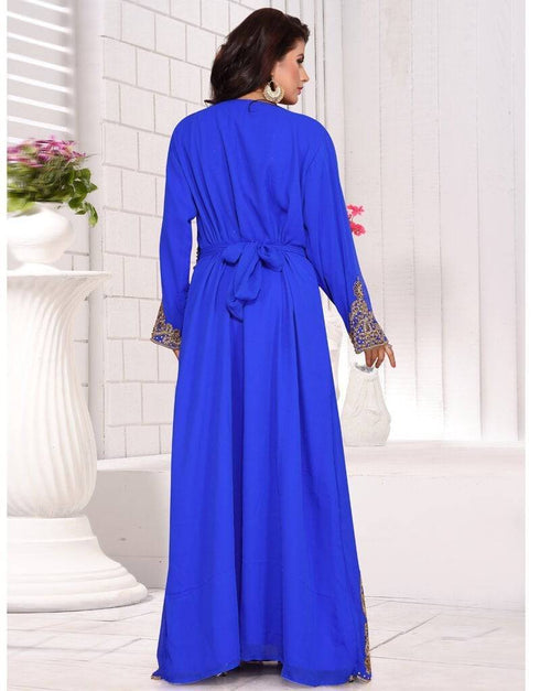 Bottom open kaftan dress with belt