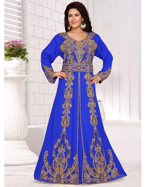 Bottom open kaftan dress with belt