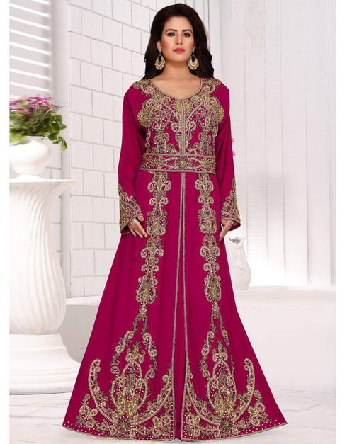 Bottom open kaftan dress with belt