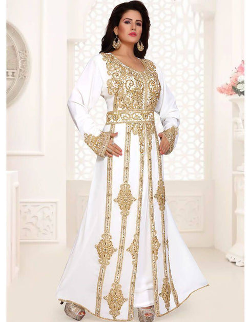Gold beaded full sleeve morocan caftan
