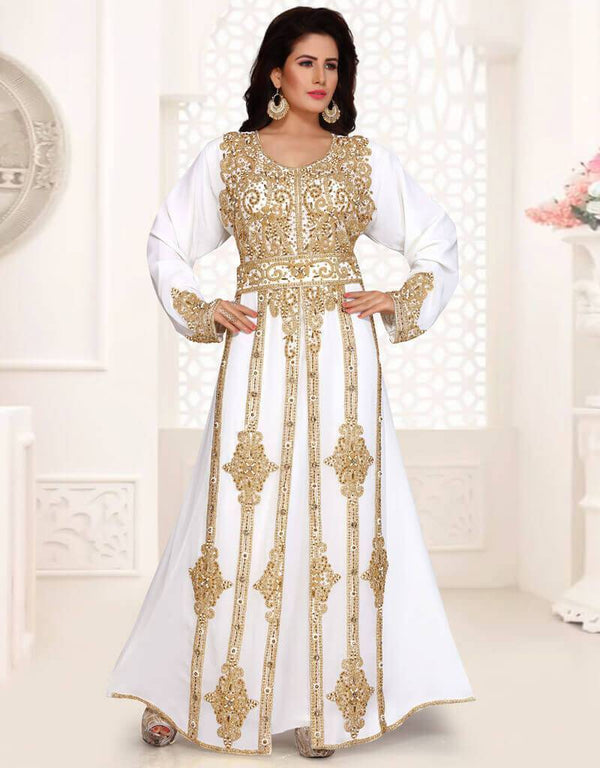 Gold beaded full sleeve morocan caftan