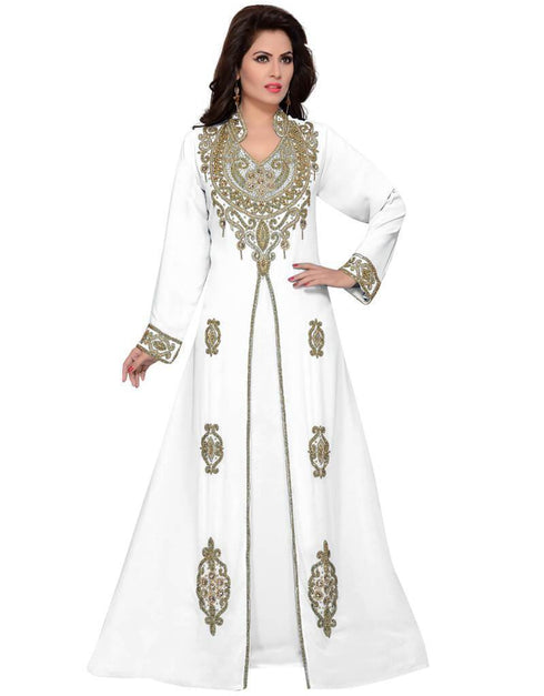 Heavy embroidered A-line dubai kaftan