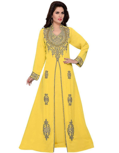 Heavy embroidered A-line dubai kaftan