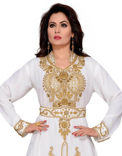 Islamic Beaded Full Sleeve Abaya Wedding Dresses