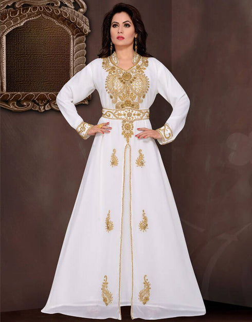 Islamic Beaded Full Sleeve Abaya Wedding Dresses