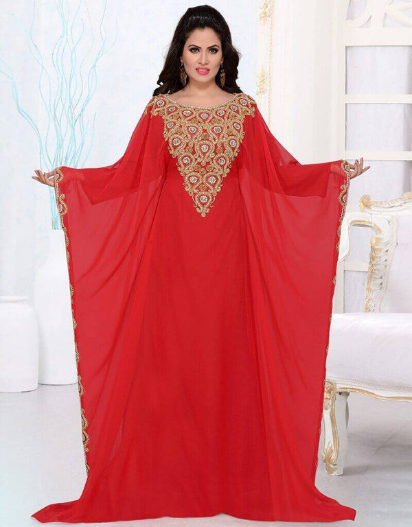Muslim Embroidered farasha party dress