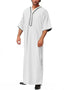 Men's Solid Button Thobe with Middle Shirt and Stand Collar