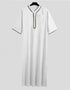 Men's Solid Button Thobe with Middle Shirt and Stand Collar