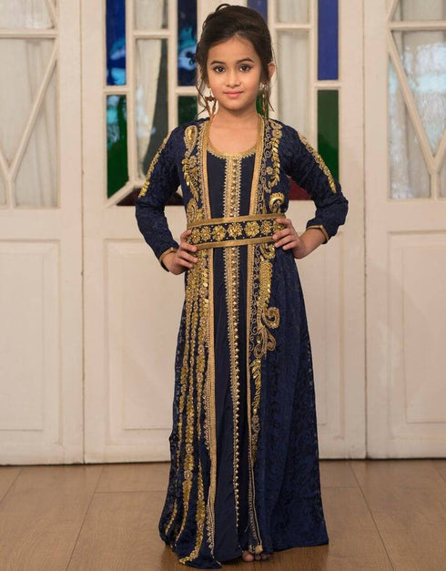 Full Sleeve Gold Beading Kaftan