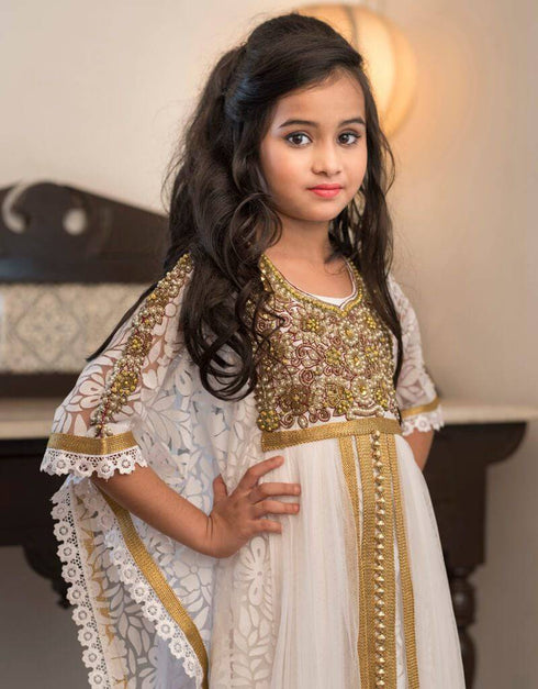 Party Dress With Gold Handwork Girl Kaftan